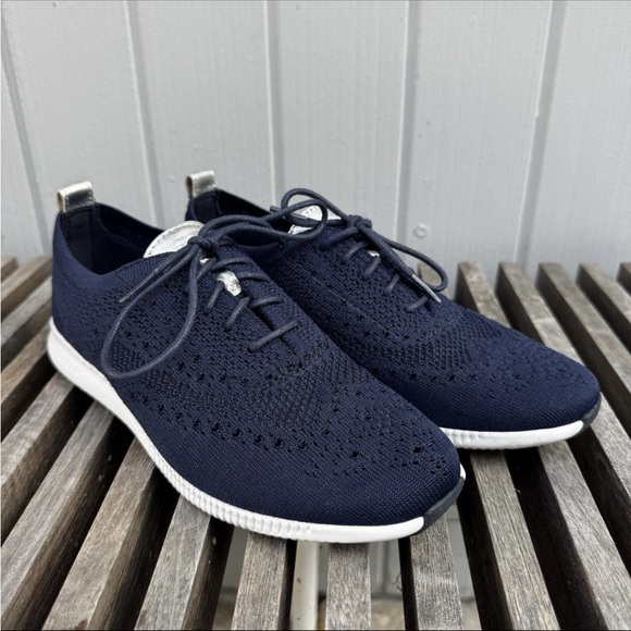Cole Haan Shoes - Cole Haan 2.ZERØGRAND Wingtip Oxford Shoes Women’s 7.5B Navy Knit Stitchlite